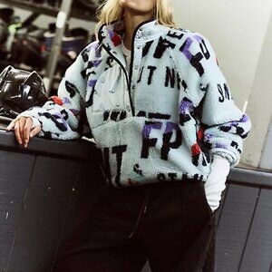Free People Hit The Slopes Pullover Womens S Fleece Cozy Outdoors Boho Oversized